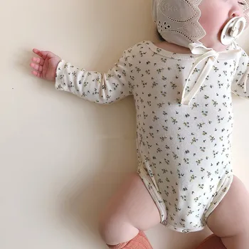 

2020 Spring Newborn Baby Girl Clothing Beautiful Cotton Camisole And Long Sleeve Floral Bodysuits New Born Baby Clothes Onesie
