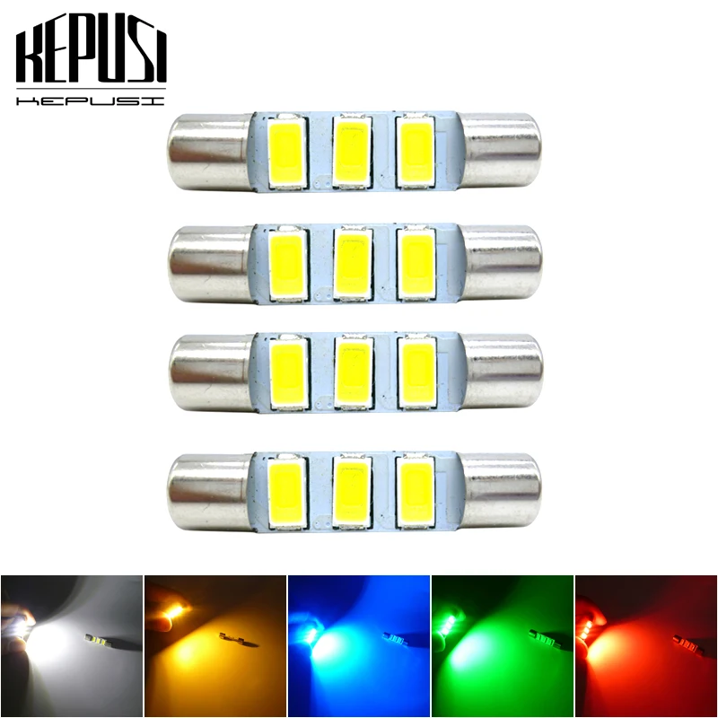 

4 PCS C5W 5630 28MM 29MM 3 SMD Car LED Interior License Plate Light Festoon Light Bulbs 12V Vanity Mirror Sun Visor Lights