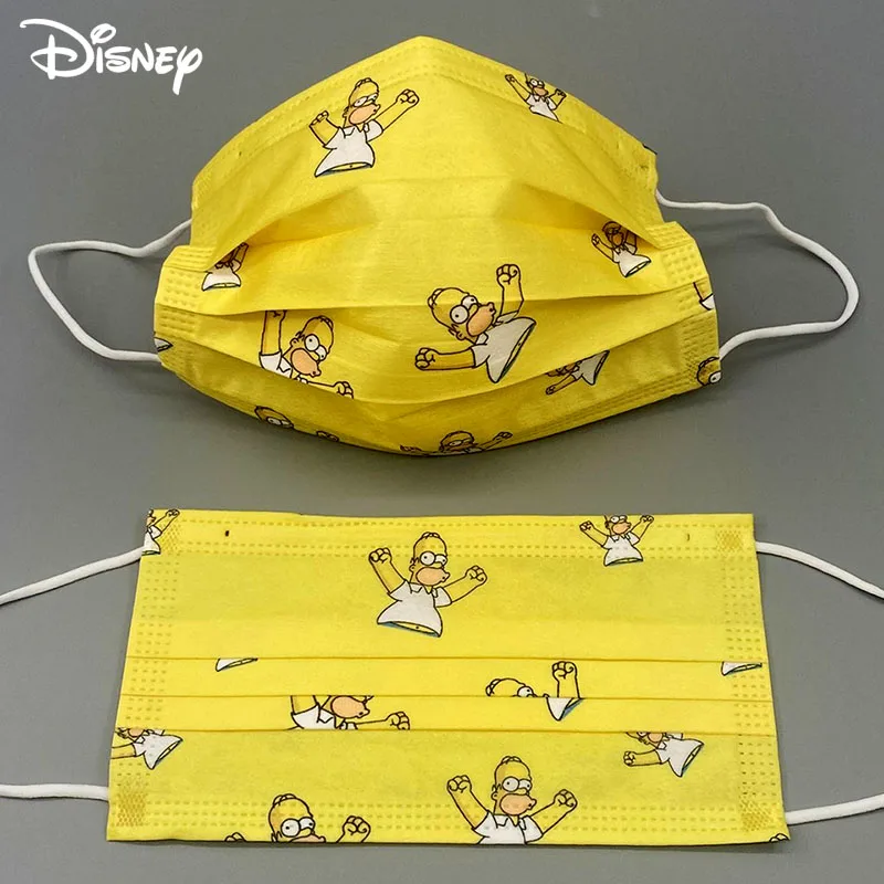 30/50/100 шт. Одноразовая защитная маска для взрослых Disney Simpson пылезащитная