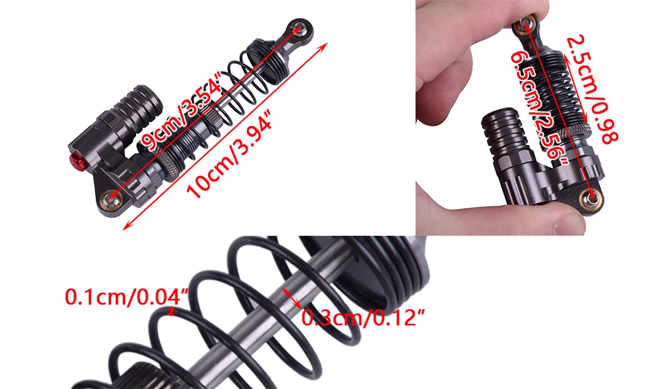 LETAOSK 4 шт. 90 мм алюминиевый сплав Масляный Амортизатор Демпфер комплект подходит для Радиоуправляемая модель axial SCX10 II D90 TRX-4