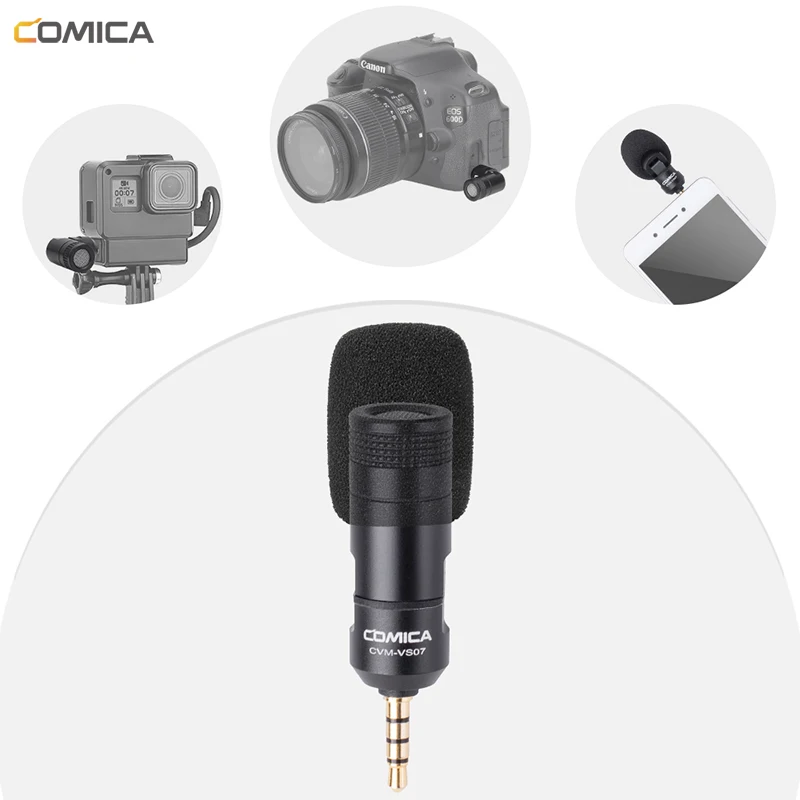 

COMICA CVM-VS07 Mini Omnidirectional Microphone for GoPro DSLR Camera Phone Stabilizer Mic for Video Recording(3.5mm TRRS)