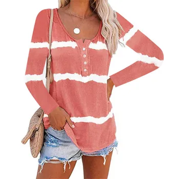 

Women Casual T-Shirt Big Size 5XL Tie-dye Print Loose Tops Female 2020 Autumn O-neck Long Sleeve Tshirt Plus Size Women Clothing