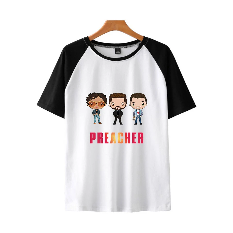 Популярная Футболка реглан с принтом фильма «Preacher» Футболка harajuku уличная футболка «Preacher» реглан повседневные универсальные футболки