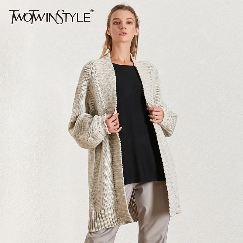 Acheter Deuxtwinstyle coréen tricoté femmes chandail col en V chauve souris manches longues Cardigans femme 2019 hiver mode nouveaux vêtements