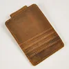 Vintage Genuine Leather Money Clip Front Pocket Clamp For Money Holders Magnet Magic Money Clips Wallet with Card ID Case 4