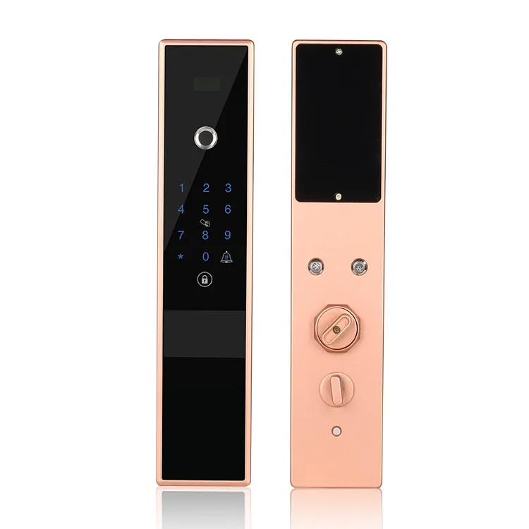 Электронный Bluetooth отпечаток пальца код замка двери, карта, ключ сенсорный экран цифровой пароль замок wifi смарт-замок приложение - Color: Red bronze
