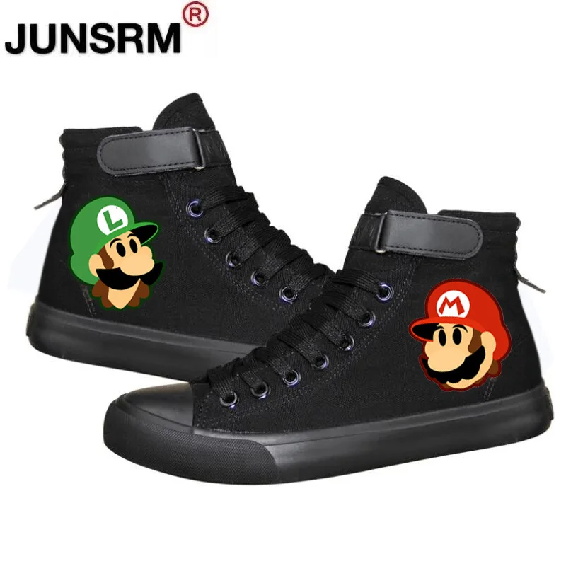 Mary Super Mario alta mocasines zapatos impresos para los hombres y las mujeres y zapatos de lona zapatos para parejas de los hombres/zapatos de mujer tamaño 35-44