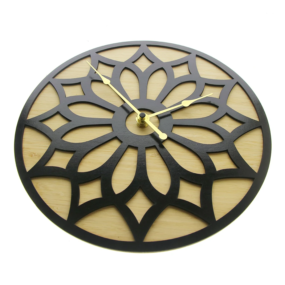 Современные настенные часы Lotus Ring с духовным деревянным цветком лотоса