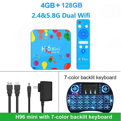 4G128G backlit key JKING 4 Гб 128 ГБ H96 Мини Android 9,0 tv Box Allwinner H6 четырехъядерный 6K H.265 Wifi HD проигрыватель google Youtube телеприставка 4GB32GB - Цвет: 4G128G backlit key