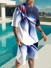 

Mens Set Fashion Casual Men Summer Tracksuit Sportwear Clothing Oversized T Shirt Short Sleeve T-shirts + Shorts 2 Piece Sets