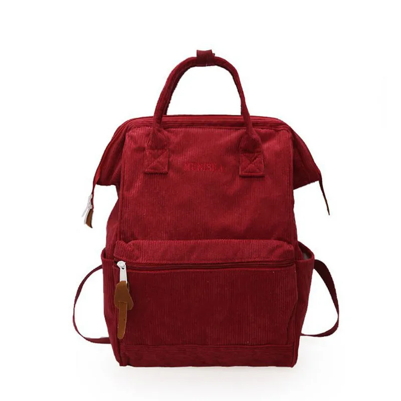 Вельветовые Рюкзаки Женские школьные сумки для подростков девочек Mochila большой емкости повседневные дорожные рюкзаки женский рюкзак