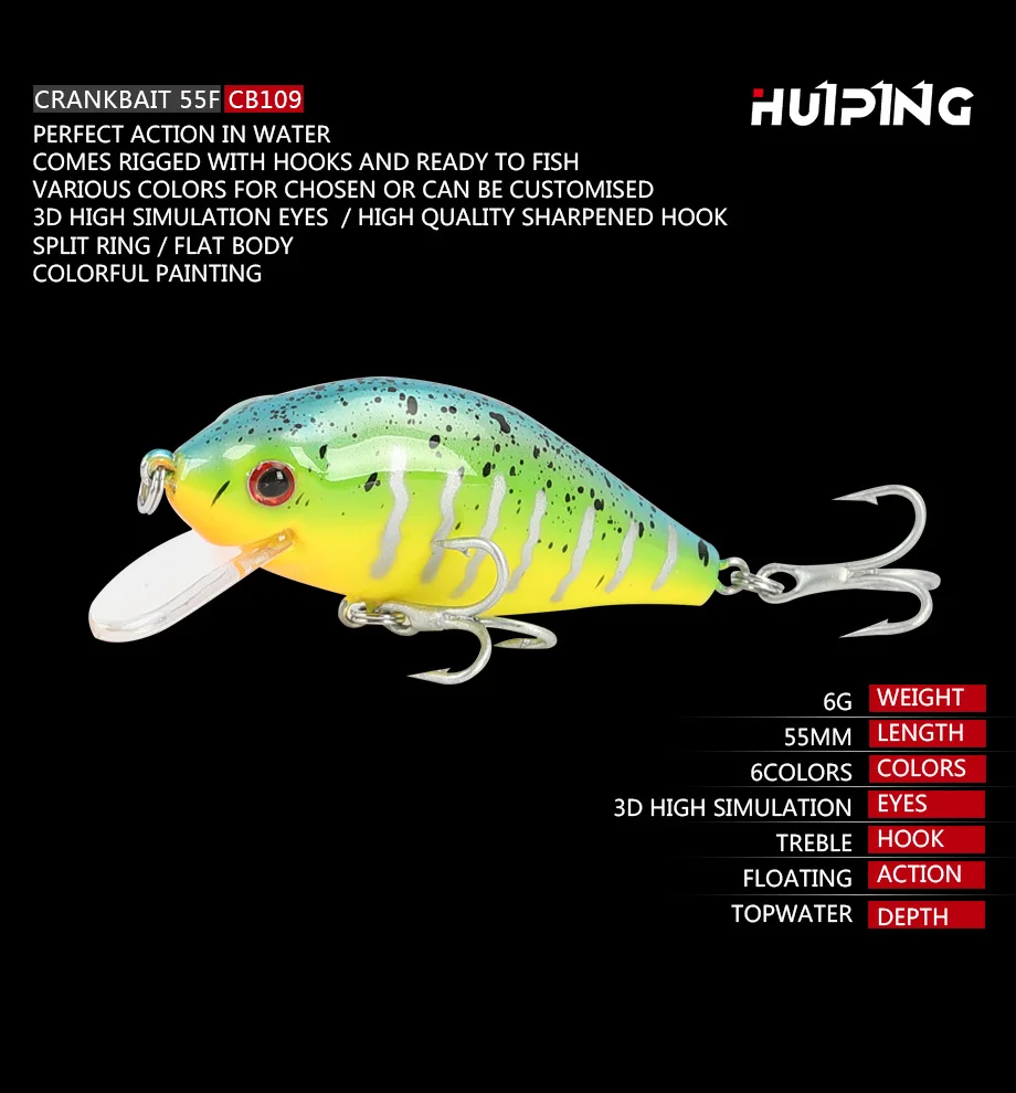 Bassland Crank рыболовная приманка 55 мм Topwater 3D воблер с глазами плавающая искусственная