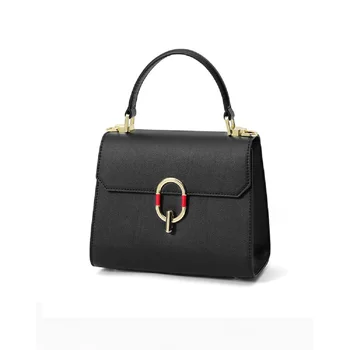 

2019 Genuine Cow leather woman small square Korean fashion leather buckle hardware single shoulder slant straddle bag