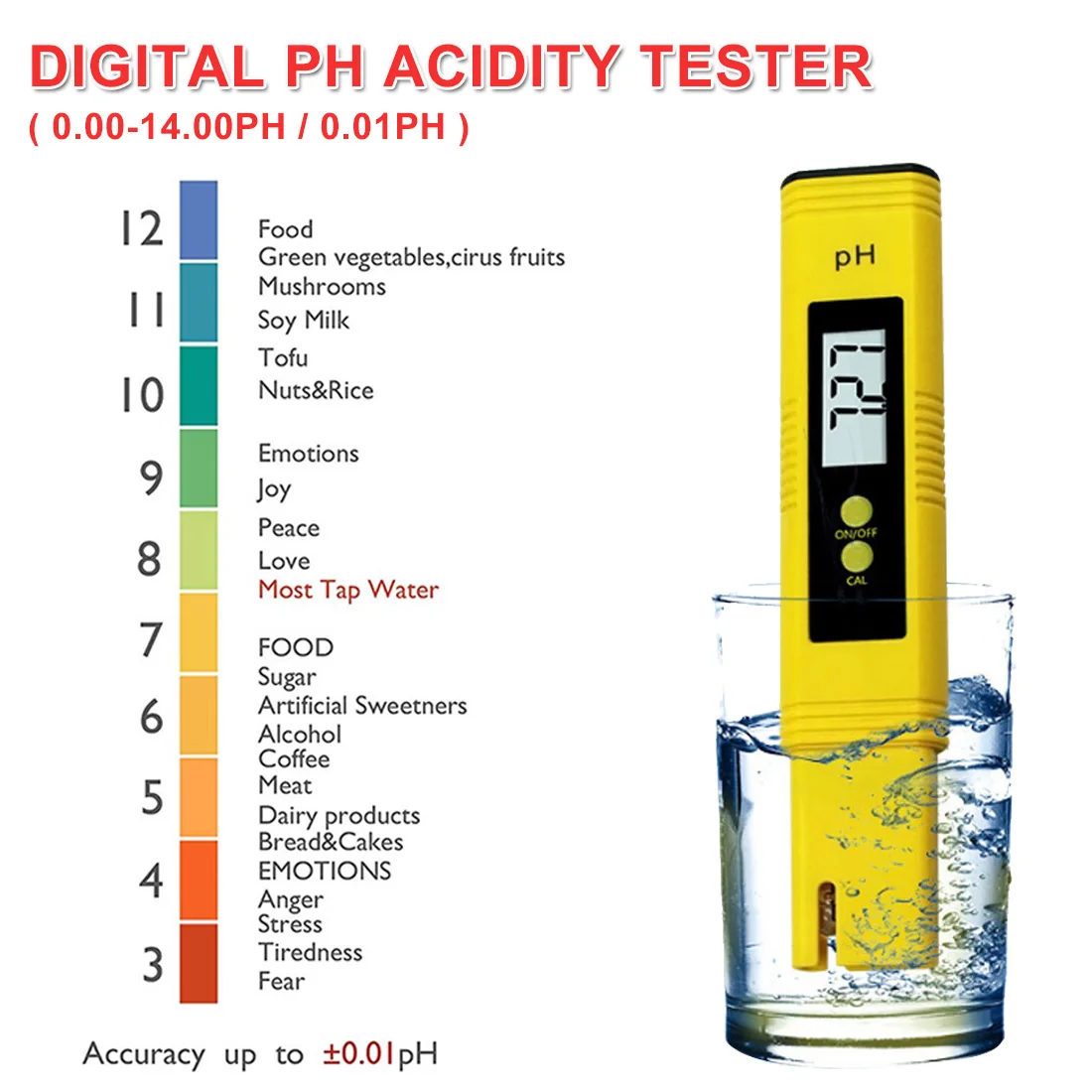 

Large LCD Display Digital PH Meter Tester for Water Food Aquarium Pool Hydroponics Pocket Size Pen Type PH Tester Accuracy 0.01