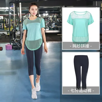 

L-XXXXL Plus Size Women Sportswear Yoga Set Running Fitness Breathable T-shirt +Leggings Workout Sports Suit Gym Sportswear