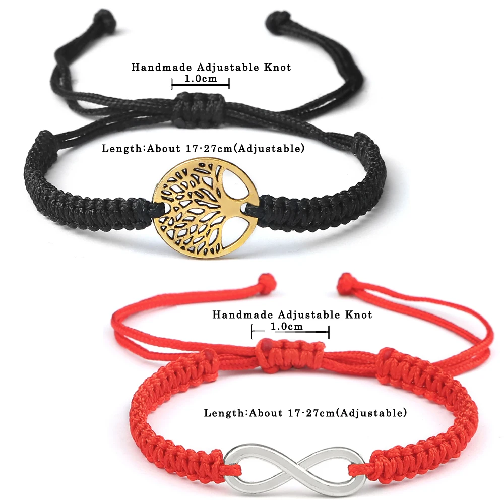 2pcs/set Red Black Life Tree Thread Bracelet Men Handwoven Braided Adjustable Tibetan Buddhist Bracelet Women Lover Jewelry Gift - Image 6