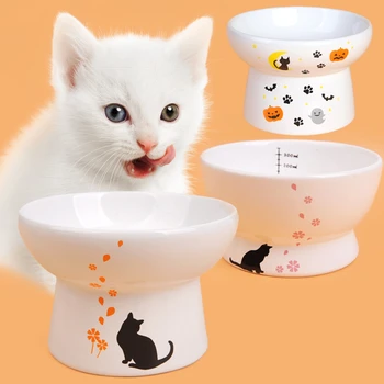 

High Foot Protection Pet Ceramic Bowl for Cats and Dogs Ceramic Pet Bowl for Non-slip Cat Bowl Food Drinking Bowl Feeder