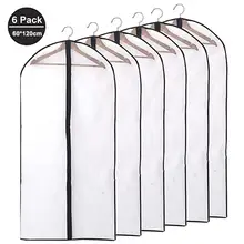 6pcs Dustproof Cloth Cover Bags Transparent Wardrobe Storage Bag Dust Cover Clothes Protector Garment Suit Coat Dust Cover