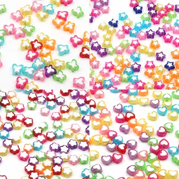 

50pcs Multicolor Acrylic Beads Loose Spacer Beads for Jewelry Making Flat Beads DIY Necklace Bracelet Finding