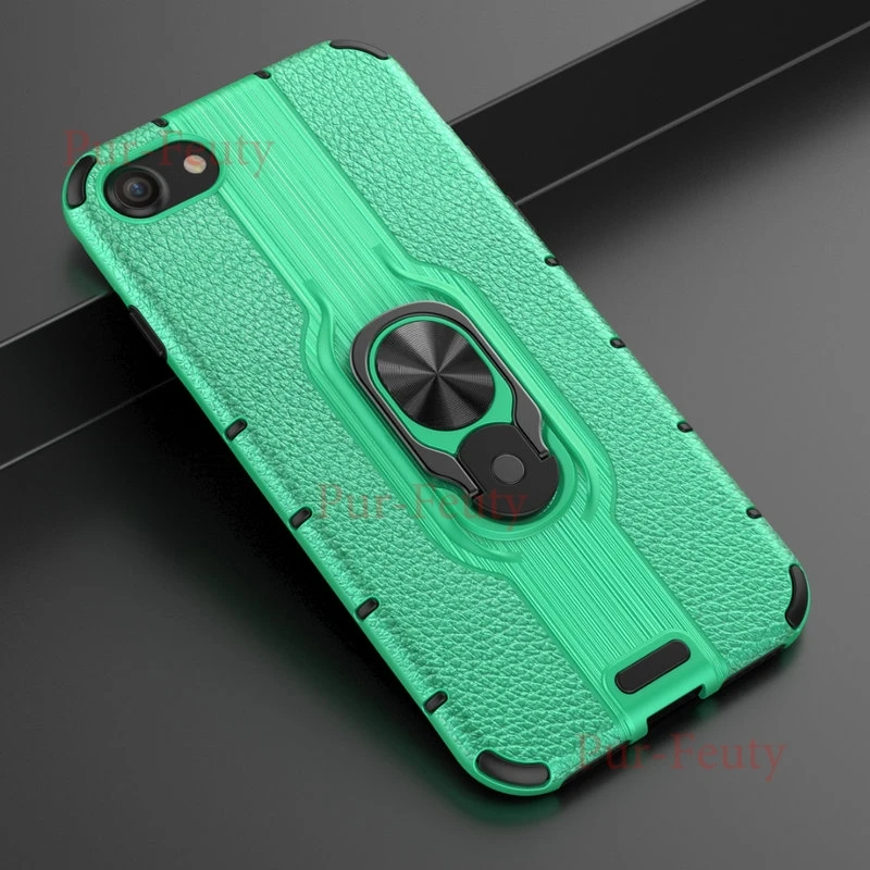 Зеленый Чехол для Apple iPhone 7 силиконовый бампер роскошный Броня мягкий ударопрочный Магнитный кольцо Броня модный задний Чехол для iphone 8 - Цвет: Зеленый