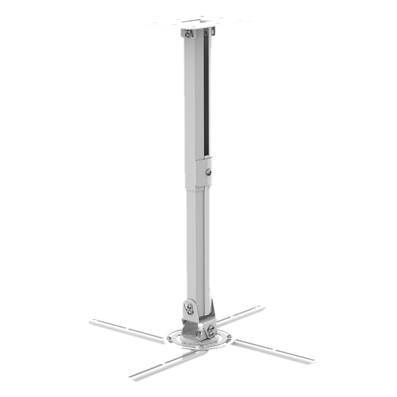 

White Universal Projector Ceiling Mount Bracket Fits Flat or Sloped Ceiling Height Adjustable with Extendable Length for LCD/DLP
