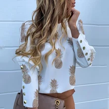^#Cheap LASPERAL New Puff Shoulder Blouse Shirts Office Lady Autumn Metal Buttoned Detail Blouses Women Pineapple Print Long Sleeve Tops ^#Cheap LASPERAL New Puff Shoulder Blouse Shirts Office Lady Autumn Metal Buttoned Detail Blouses Women Pineapple Print Long Sleeve Tops