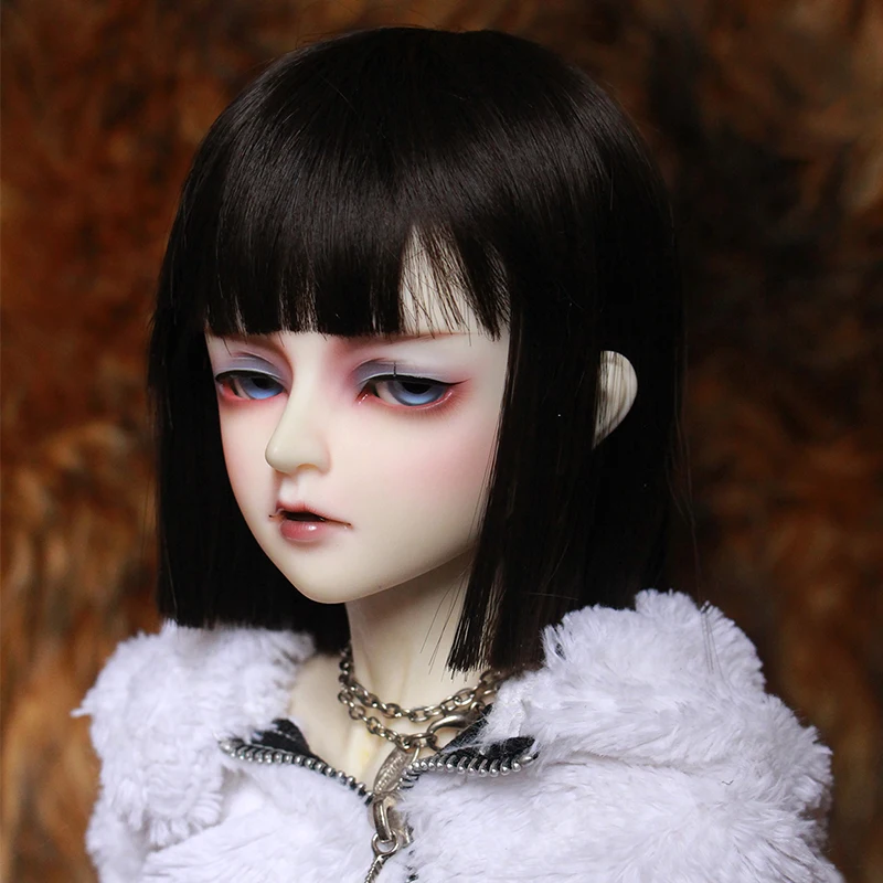 

New Arrival 1/3 1/4 1/6 1/8 Bjd Wig High Temperature Black Bangs short hair Bjd Wig For BJD DD SD YOSD Doll Wig Toy hair