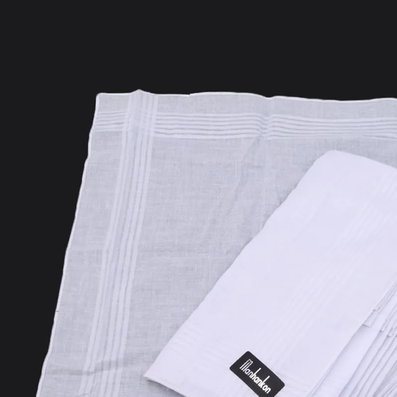  2019 12 Pcs Men Women 100% Cotton Handkerchiefs Soft Washable White Handkerchiefs Hand Towel