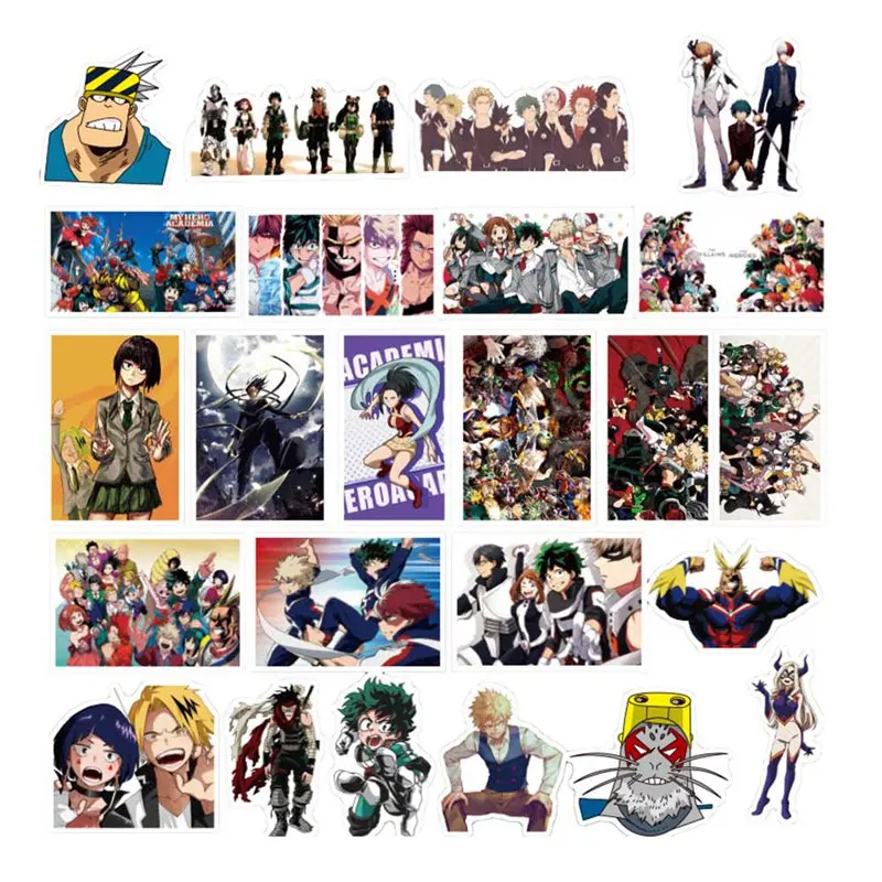 100Pcs/pack My Hero Academia Anime Sticker Skateboard Waterproof Trolley Case Laptop Skateboard Stickers Toys Gifts For Kids