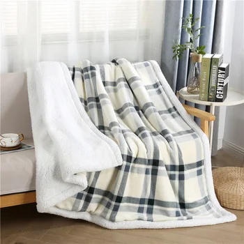 

Winter flannel double-layer Sherpa blanket lattice series thickened sofa blanket throw warm soft bed cover Multifunctional mat