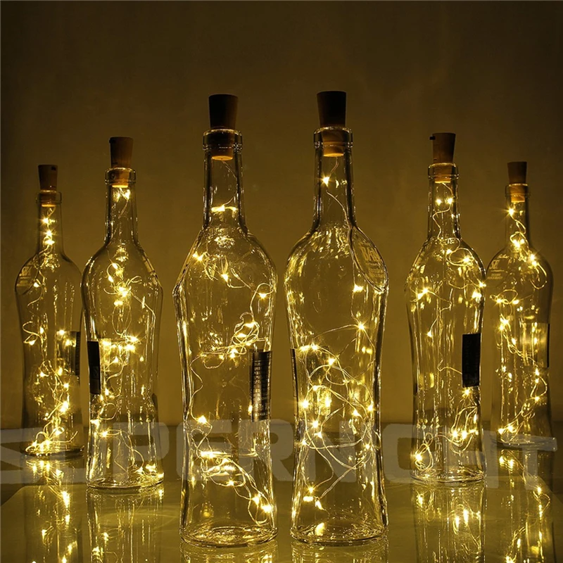 LED Wine bottle Cork with 2M/3M/5M 30 Lights on a String Bottle Battery Operated 