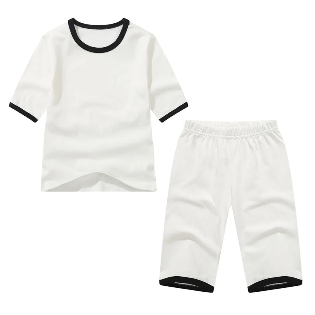 Baby Kids Teens Children Solid Pajamas Homewear Soft Outfits spring Autumn Baby Girls Clothes Pajamas Sets #C