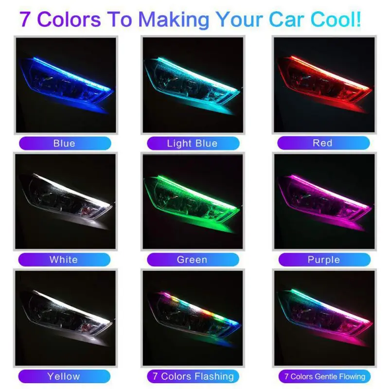 2 шт. Автомобильный светодиодный RGB сигнал поворота дневные ходовые полосы света с пультом дистанционного управления высокой мощности противотуманные фары