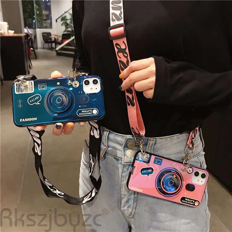 Чехол с ремешком для камеры Iphone 6S 7 8 Plus X XS Huawei P20 P30 Mate 20 30 Pro модный