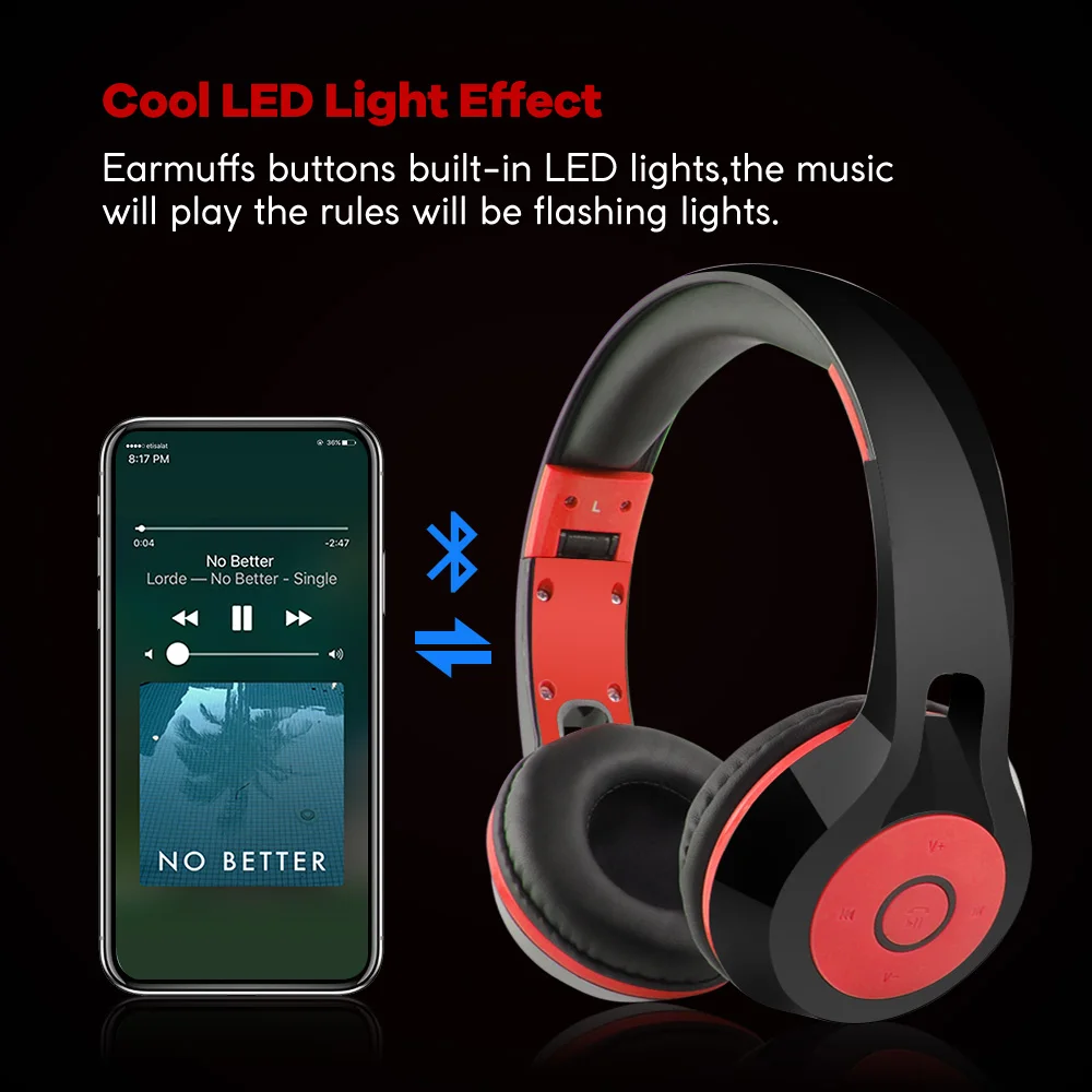 E T 3.5mm Gaming Headphone Stereo Headphone Audio Bluetooth With LED Microphone Mic Headsets PC Laptop Computer Mobile Phone