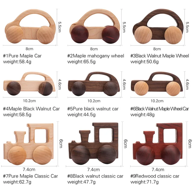 Baby Wooden Toys Beech Wood Car Blocks Cartoon Van Educational Montessori Toys Children Baby Teething Newborn Birthday Gift 4