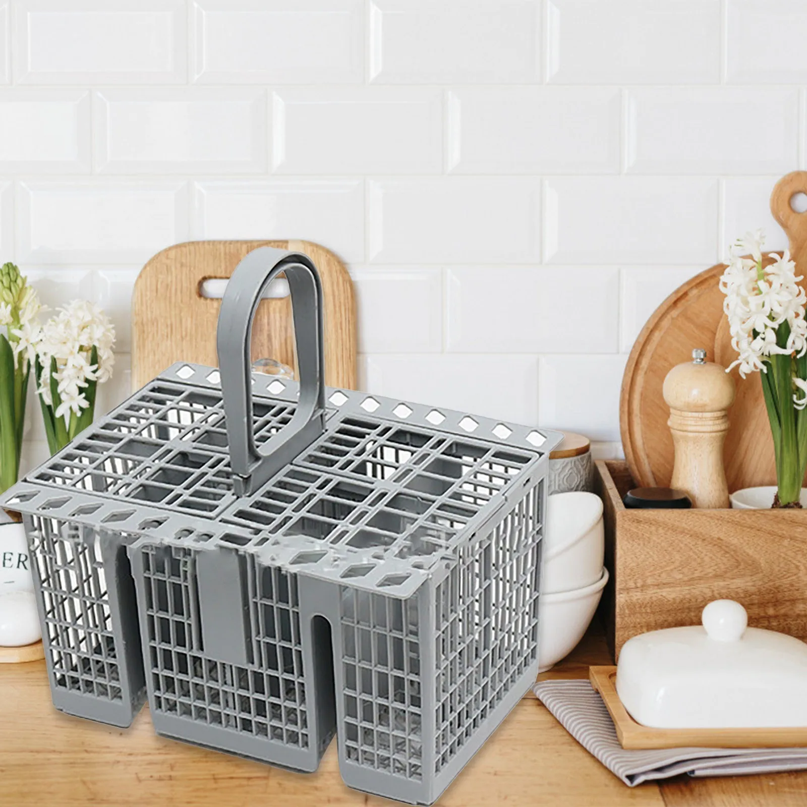 Cesta Para Cubiertos De Lavavajillas – Repuesto Universal, Material Polipropileno, Color Gris, Fácil De Organizar