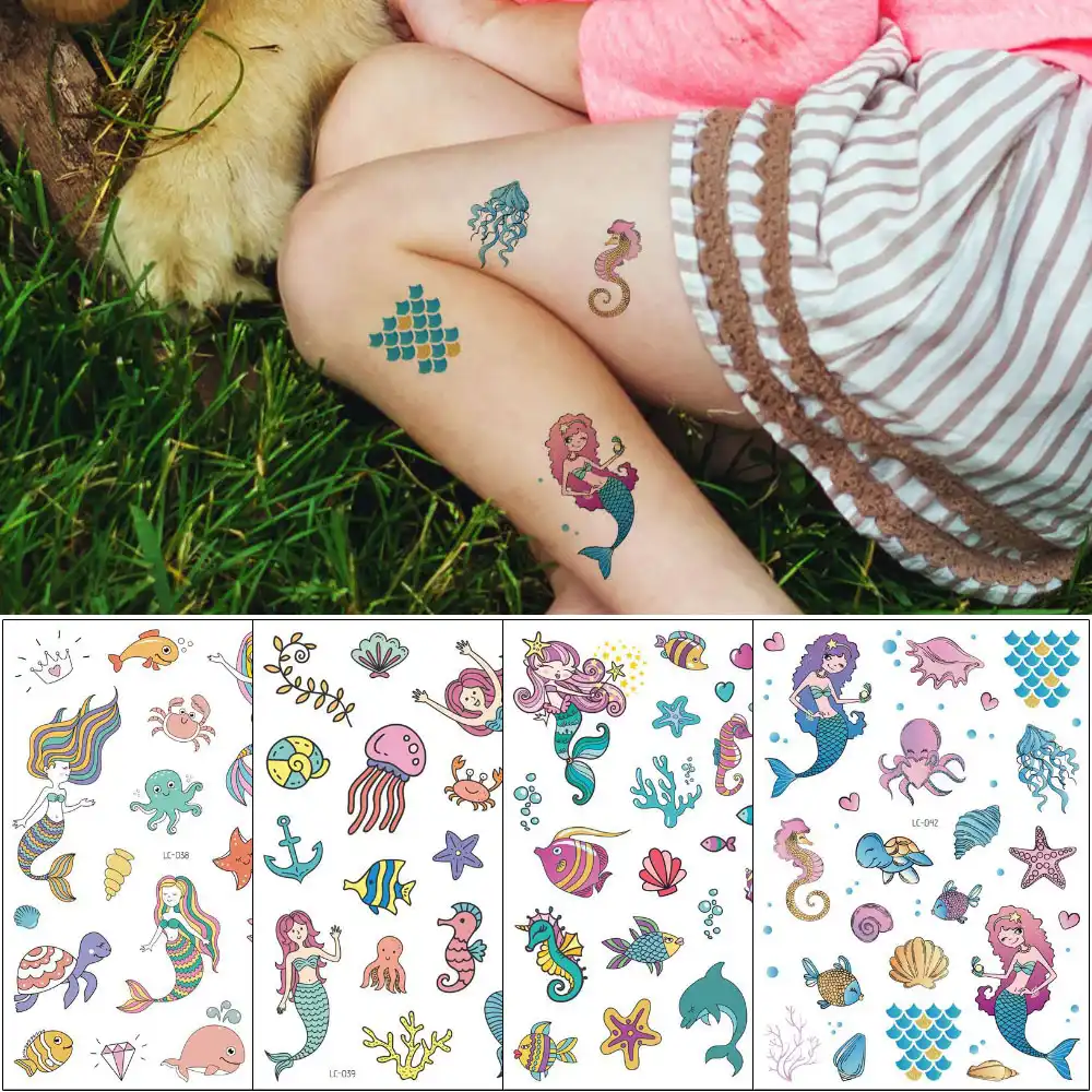 Sea Animal Tattoo Fake Cute Anime Kids Girl Boy Hand Arm Body Temporary Tattoo Sticker Small Ocean Whale Dolphin Fish Design New Aliexpress