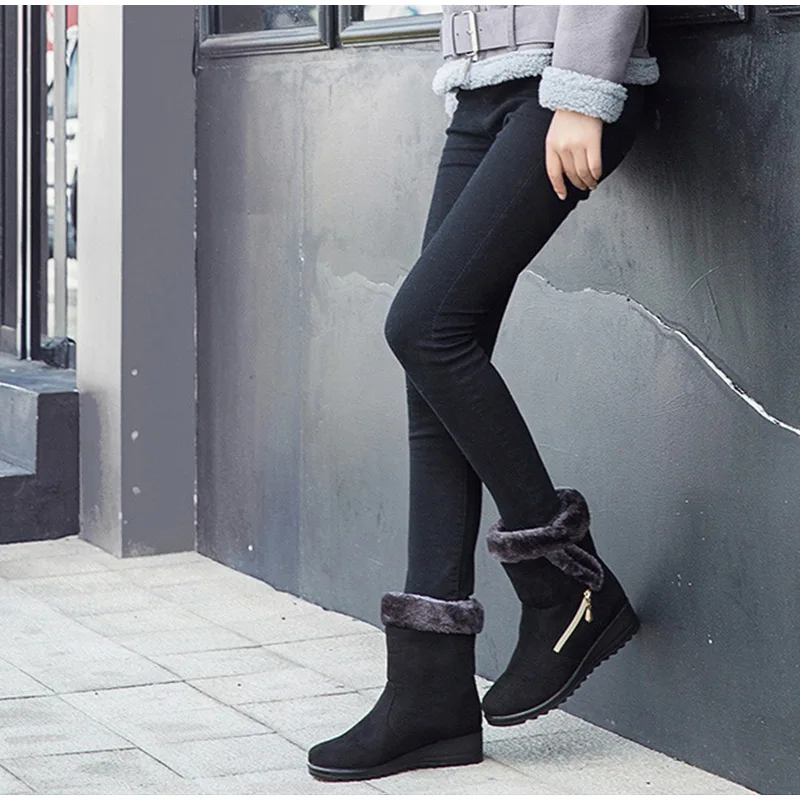 MCCKLE/зимние ботинки; новые женские ботильоны; Плюшевые слипоны; теплая пушистая повседневная обувь на платформе; женская обувь; большие размеры
