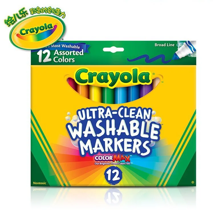 Crayola 12-Цвет стирка толстым носком; маркером в наборе, Классический Цвет 58-7812 детей роспись воды Цвет ручка