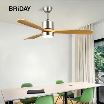 

52 Inch wood ceiling fan with lights remote control DC frequance ventilator lamp Reversible Home Fixture Silent Motor cieling