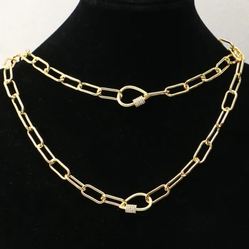 

4 Pcs Matte Gold clasp buckle pendant necklace Cute tiny drop Color retention Gold Chain jewelry Chain necklace 50249