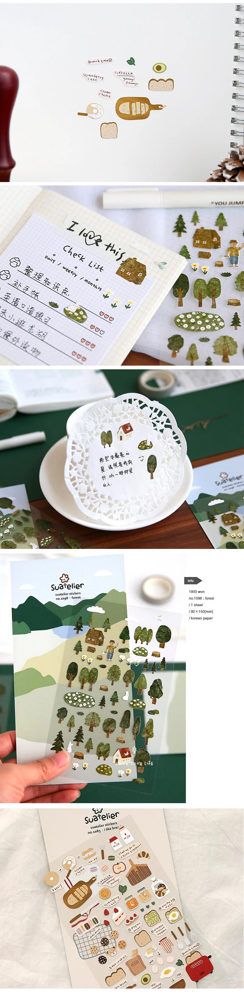 SONIA Daily Paper Sticker DIY Decorative Diary Scrapbook Planner Journal Stickers Kawaii Stationery School Supplies Papeleria