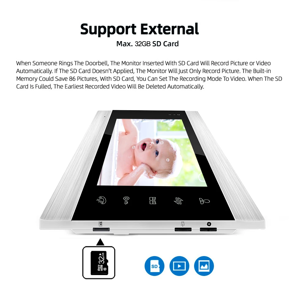 32G storge capacity indoor monitor wifi ip wirless