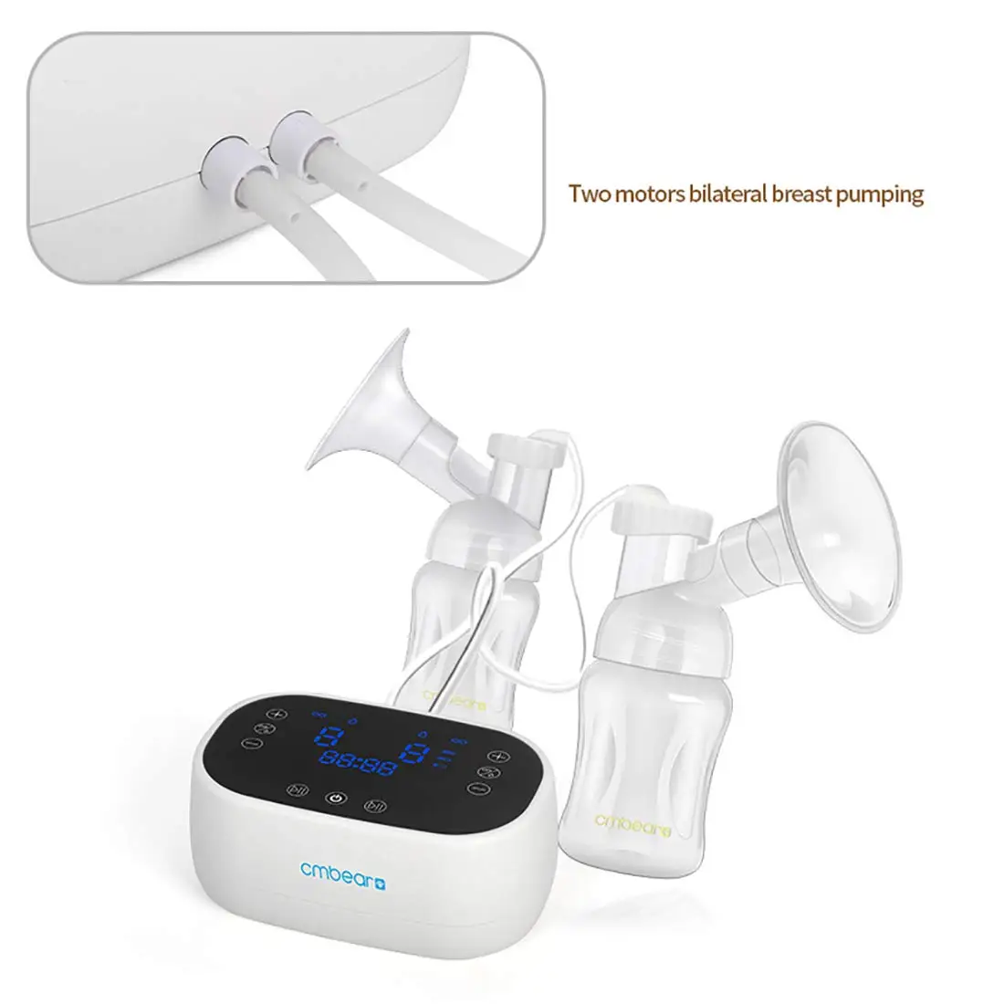 Double Motor Electric Breast Pump Portable Breastfeeding Pump Rechargeable Battery Designed BPA-Free Intelligent Milk Pump