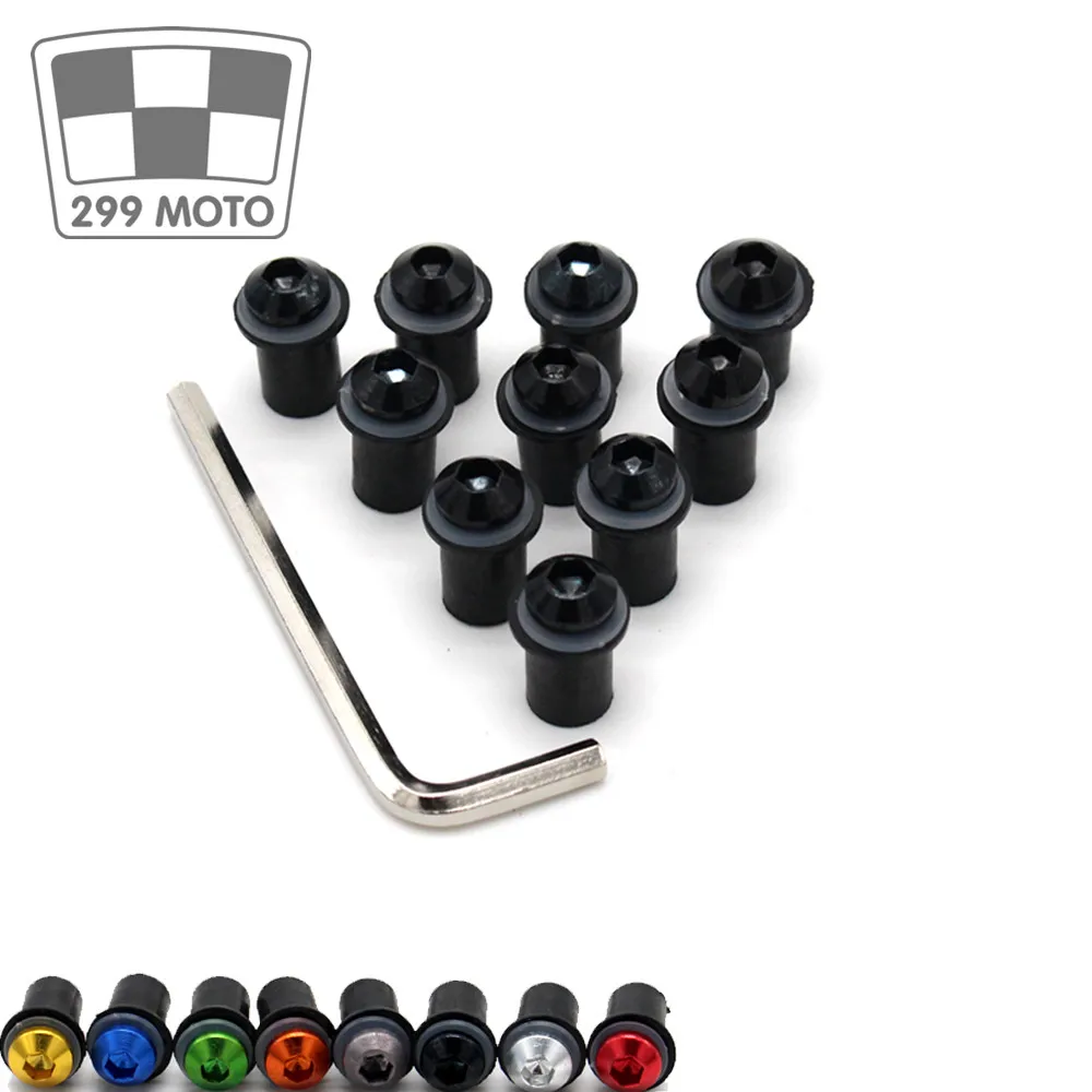 

10pcs / lot Motorcycle M5 x 16mm CNC Windshield Screw Screws Nuts Kits for Motorbike Black Silver Red Green Gold Blue