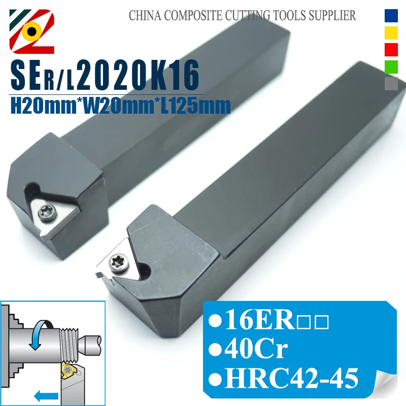 

EDGEV SER2020K16 SEL2020K16 SER/L2020K22 CNC Lathe Cutter External Threading Tool Holder Turning Tools 16ER 22ER Thread Inserts