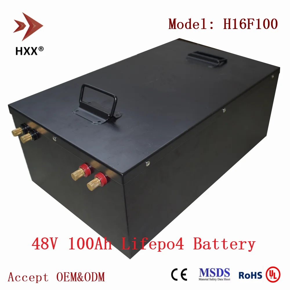 Lifepo4 48V 100Ah Батарея Встроенный 16S BMS 51 2 V 100 Ач литий-ионные аккумуляторы пакет 5000