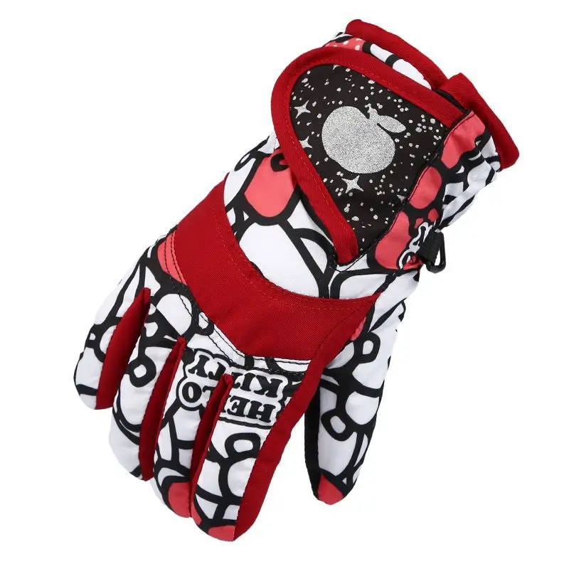 Новые зимние детские толстые теплые перчатки для мальчиков и девочек унисекс водонепроницаемые морозостойкие перчатки для катания на лыжах - Цвет: red