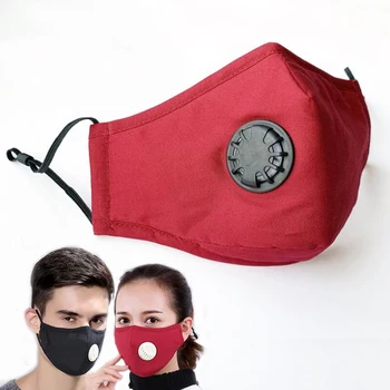

Mouth-muffle Cotton Face Mask With Breathing Valve Anti-dust PM 2.5 Dustproof Mask With Activated Carbon Filter Respirator